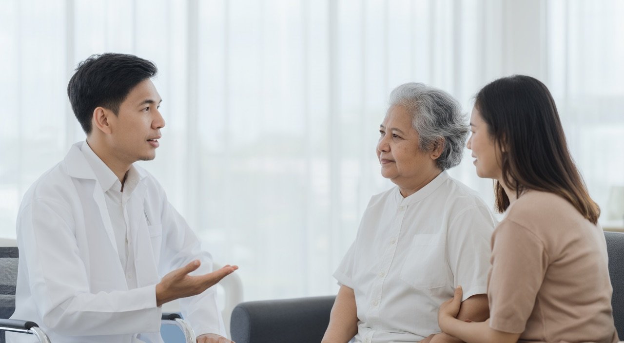 Konsultasi dokter dengan pasien dan keluarga
